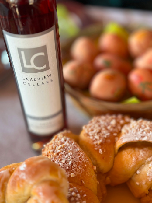 2017 Lakeview Cabernet Franc Icewine Niagara Canada with Easter Pastries