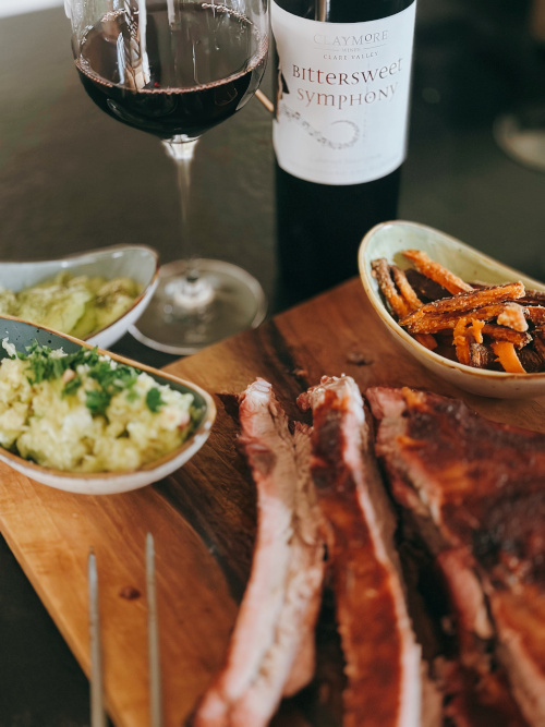 2018 Claymore Bitter Sweet Symphonie Cabernet Sauvignon Clare Valley Australia with Spareribs