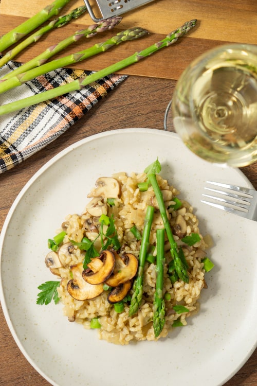 The six best asparagus and wine combinations: Asparagus and mushroom risotto