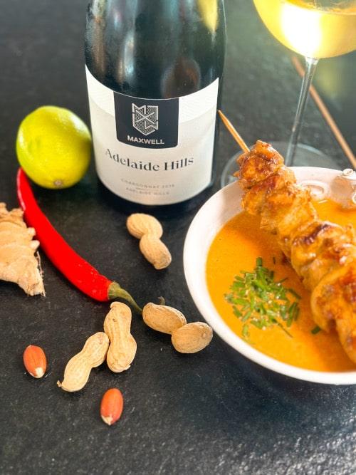 2021 Adelaide Hills Chardonnay from Maxwell Wines McLaren Vale Australia with Thai Chicken Peanuts Soup