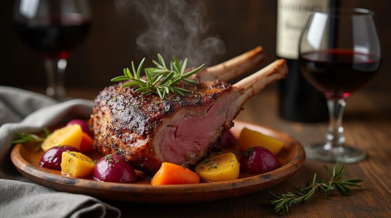 Rezeptideen für den Übergang Winter zu Frühling Geschmorte Lammkeule mit Rosmarin